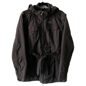 The North Face Rain Jacket Black Belted Hooded Full Zip XL